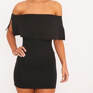 black frill bodycon dress